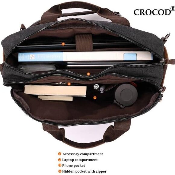 3 in 1 Convertible Laptop Backpack, 17.3 inch Messenger Bag for Men, Multi-Funct - Picture 6 of 7